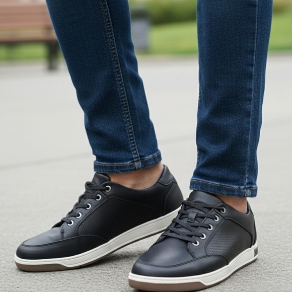 Jonsen milan Other - Men's Black Leather Casual Sneakers